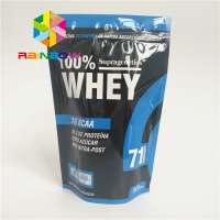 High quality customized plastic pouch stand up zip lock 1kg / 2kg whey protein powder packaging bag