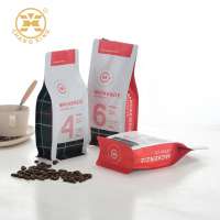 Flat Bottom Coffee Bean Pouch Valve Foil Lined Paper Coffee Powder Packaging Bag Food Grade White Paper Bag